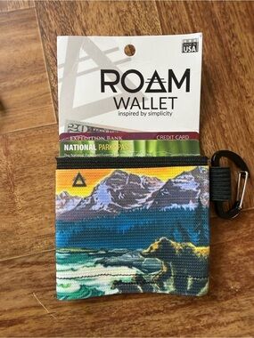 ROAM Sunset Mountain & River Canvas Wallet - Blue, Green, Yellow